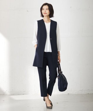 J.PRESS LADIES ストレッチジョーゼット Vネック カットソー ホワイト系