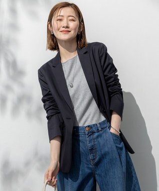 【セットアップ対応/洗える】ストレッチシャンブレー テーラードジャケット