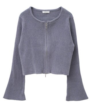 earth music&ecology ミニベロアダブルジップカーディガン Gray