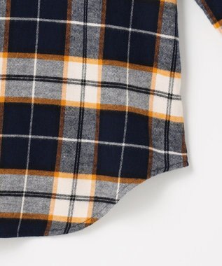 J.PRESS LADIES L コットン起毛タータンチェック シャツ ブラウス ネイビー×オフ×イエローチェック系