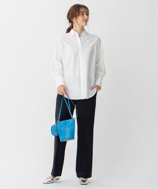 自由区 【洗える】ストレッチシャーティング ベーシック シャツ アイボリー系