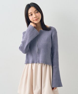 earth music&ecology ミニベロアダブルジップカーディガン Gray