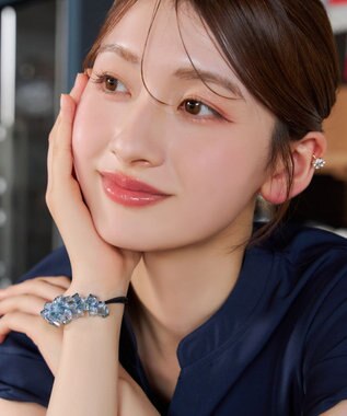 Tiaclasse スクエアビーズヘアゴム ブルー