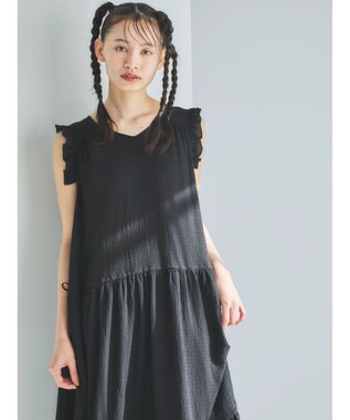 Green Parks ■ＥＳＣＡＲ　ドロストギャザーワンピース Black