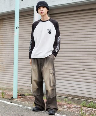 WEGO 【ユニセックス着用ITEM/MLサイズ展開】スリーブロゴグラフィックラグランT（LS） ブラックその他