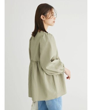 Green Parks ・ＥＬＥＮＣＡＲＥ　ＤＵＥ　フクレジャカードブラウス Gray Beige