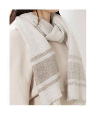 UNBILLION カシュネ cache nez / カシミヤボーダー縮絨マフラー GY