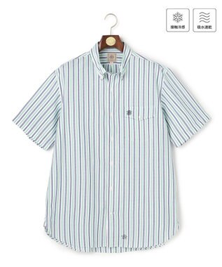 J.PRESS MEN 【KING SIZE 】【吸水速乾 / 接触冷感 / 高通気性】Aero Weave クールマックスサッカー ストライプ シャツ / B.D.