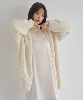 earth music&ecology スパンコールブークレカーディガン Ivory