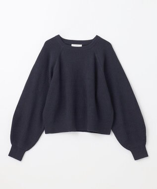 ANY 【洗濯機可】ウールブレンドクロップドニット ネイビー