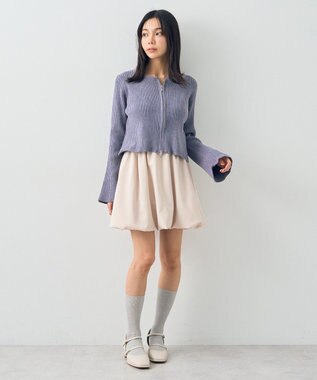 earth music&ecology ミニベロアダブルジップカーディガン Gray