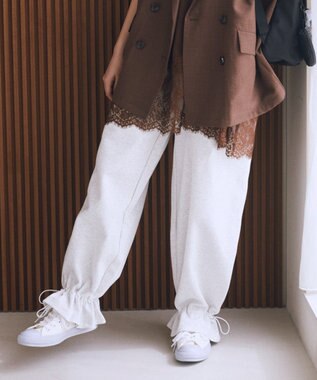 earth music&ecology 裾ドロストスウェットパンツ Oatmeal
