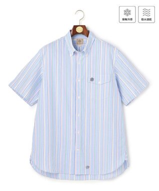 J.PRESS MEN 【KING SIZE 】【吸水速乾 / 接触冷感 / 高通気性】Aero Weave クールマックスサッカー ストライプ シャツ / B.D.