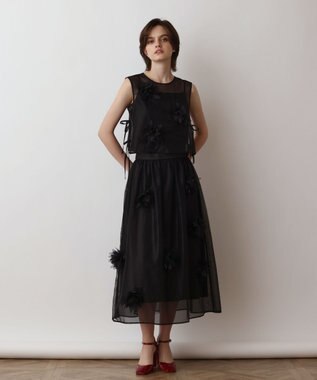 GRACE CONTINENTAL メッシュフラワートップ ブラック