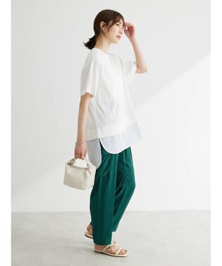Green Parks 布帛レイヤー半袖チュニック Off White