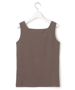 23区 S シャイニーリブ スクエアネック タンクトップ ブラウン系