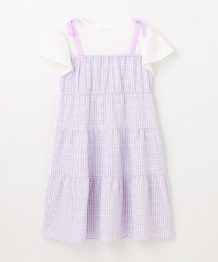 ANY KIDS サッカー ギンガム ワンピース ラべンダー系