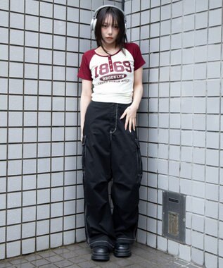 WEGO グラフィックラグランヘンリーネックT 柄4