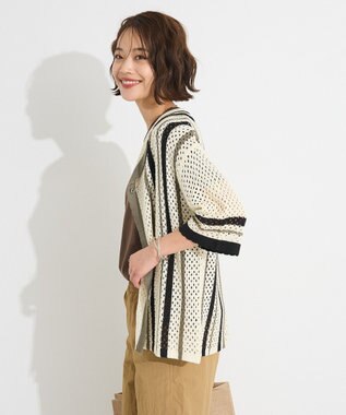 CRAFT STANDARD BOUTIQUE クロシェバイカラーニットプルオーバー Ivory