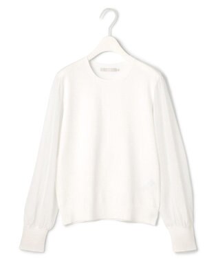 ICB L 【洗える】クロスコンビ シアースリーブニット オフホワイト系