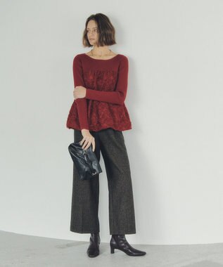 YECCA VECCA バルーンヘムドッキングニット Red