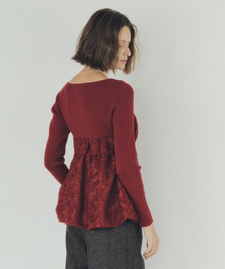 YECCA VECCA バルーンヘムドッキングニット Red