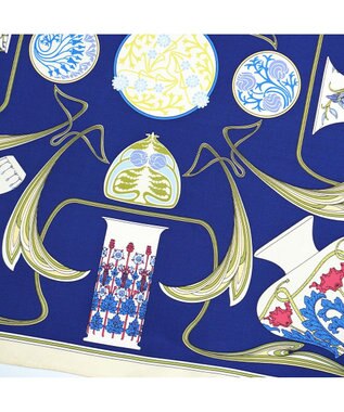 Marca ＜春の新色！＞【伝統横濱スカーフ】フラワーベースヌーヴォー  小判 シルクツイルスカーフ ブルー