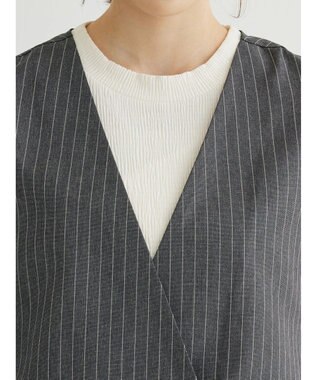 Green Parks アソート柄薄手ベスト Stripe Gray