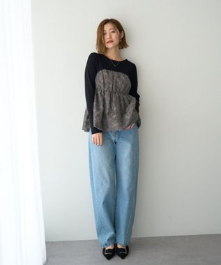 YECCA VECCA バルーンヘムドッキングニット Gray