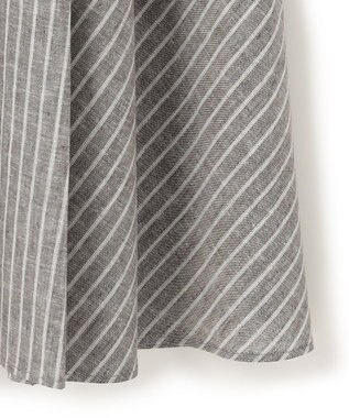 23区 【洗える】リネンコットンストライプ ギャザー スカート ダークブラウンストライプ