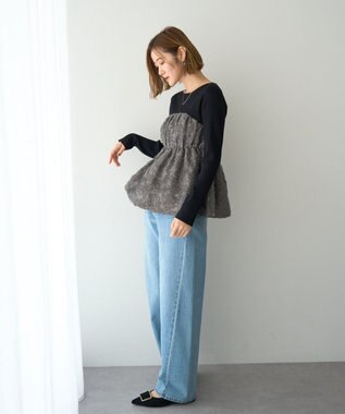 YECCA VECCA バルーンヘムドッキングニット Gray