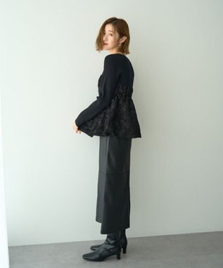 YECCA VECCA バルーンヘムドッキングニット Black
