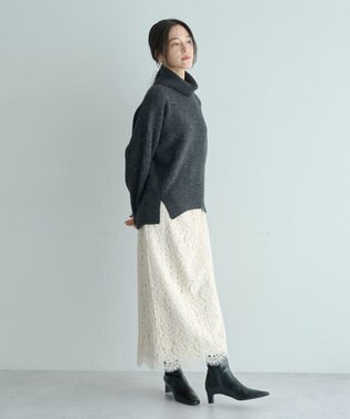 YECCA VECCA スリットタートルネックニット Sax