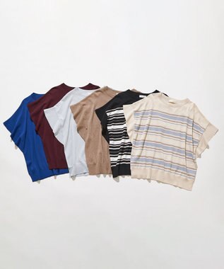 ANY SIS 【and GIRL掲載/アイスタッチ】フレンチスリーブ ニット ベージュボーダー