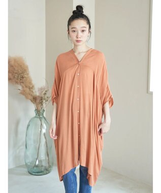 earth music&ecology レーヨンビッグシャツチュニック Orange