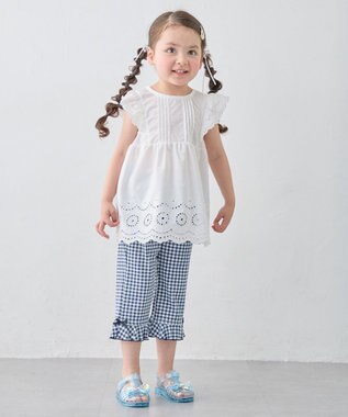 ANY KIDS 【洗濯機可能/接触冷感】ひんやり カットソーパンツ ネイビー（ギンガムチェック）