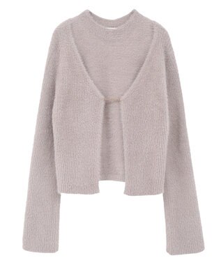 earth music&ecology SET2点チャーム付きシャギーニット＋インナー Light Beige