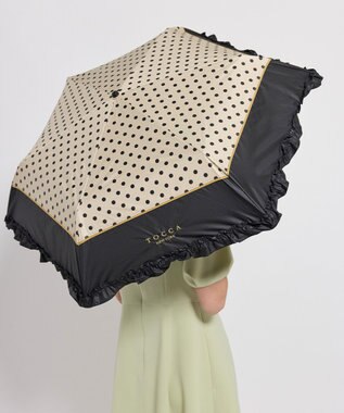TOCCA 【晴雨兼用】DREAM OF DOTS UMBRELLA 折り畳み傘 収納バッグ付き ベージュ系