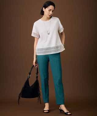 自由区 S 【SHIHOさん着用・昨年大好評・新色追加・後ろウエストゴム】シェルタリングテーパード パンツ ［新色］エメラルド