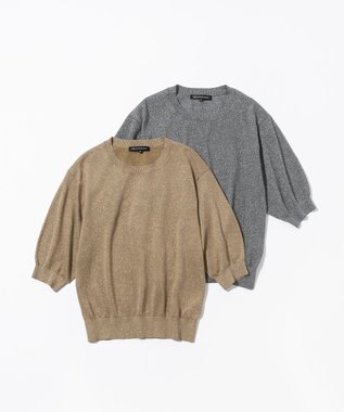 23区 L 【洗える】オータムメタリック ラメ ニットT ゴールド系