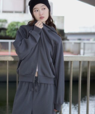 WEGO 【ユニセックス着用ITEM/SMLサイズ展開】ボンディングZIPパーカー ブラック中濃色