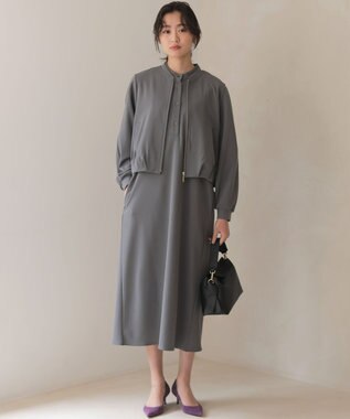 組曲 【WEB限定】ジョーゼットジャージーIライン ワンピース グレー系