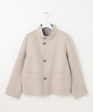 J.PRESS LADIES 【リバーシブル】ウールナイロンリバー スタンドカラー コート ライトグレー×ベージュ系