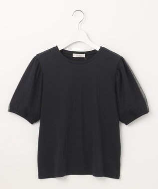 Feroux チュールパフスリーブ プルオーバー ブラック系