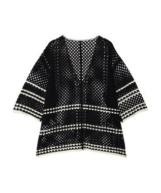 AMERICAN HOLIC クロシェ半袖カーディガン Black