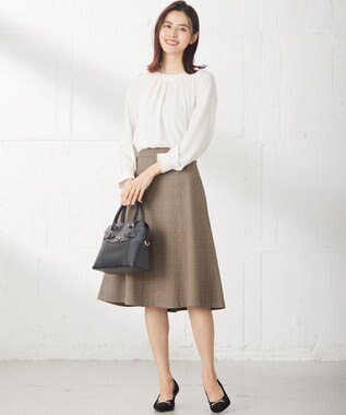 ANY SIS 【セットアップ対応】サーモ2WAYストレッチ スカート ブラウングレンチェック