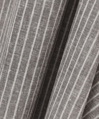 23区 【洗える】リネンコットンストライプ ギャザー スカート ダークブラウンストライプ