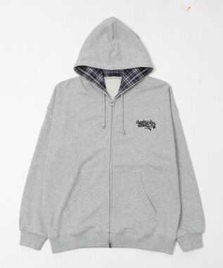 WEGO 【ユニセックス着用ITEM/MLサイズ展開】チェックZIPパーカー 杢グレー