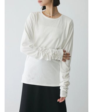 Green Parks AnriettMusee シャーリングスリーブＴシャツ＋レースキャミソールＳＥＴ Off White