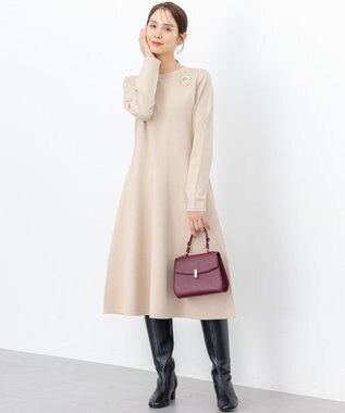 組曲 L シックフレアニットワンピース ベージュ系
